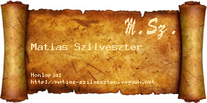 Matias Szilveszter névjegykártya